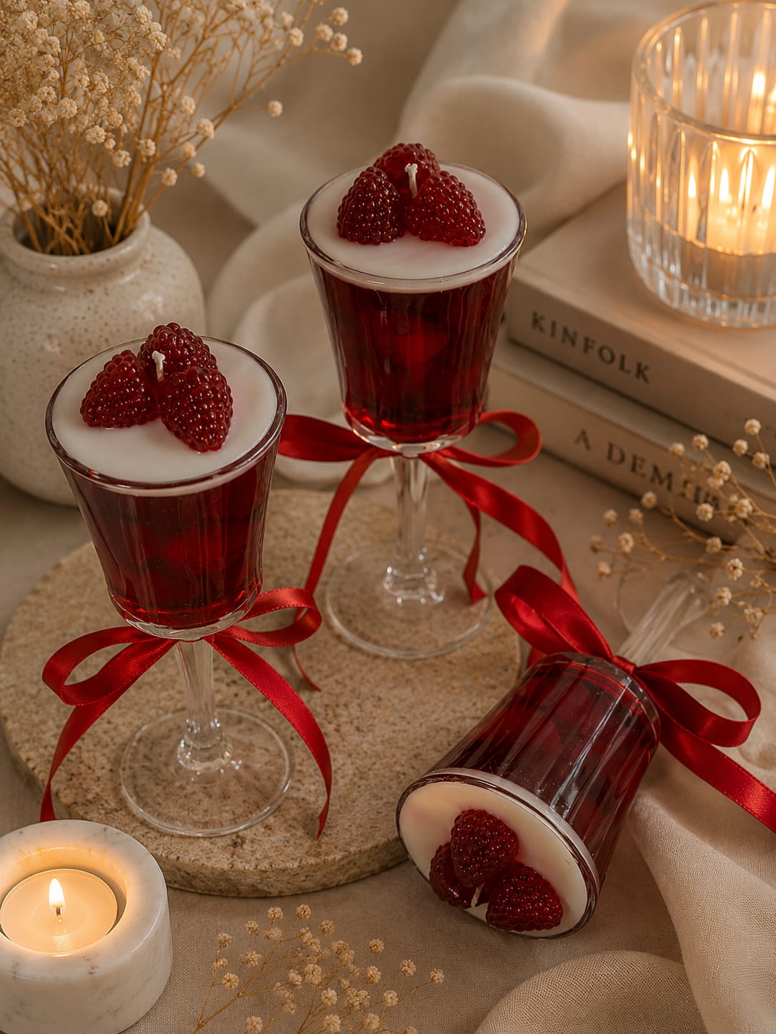 Minimalistische Cozy Vibes mit romantischen Beerentönen und elegantem Interior 🤍 Berry Dessert Candle Aesthetic 🍓