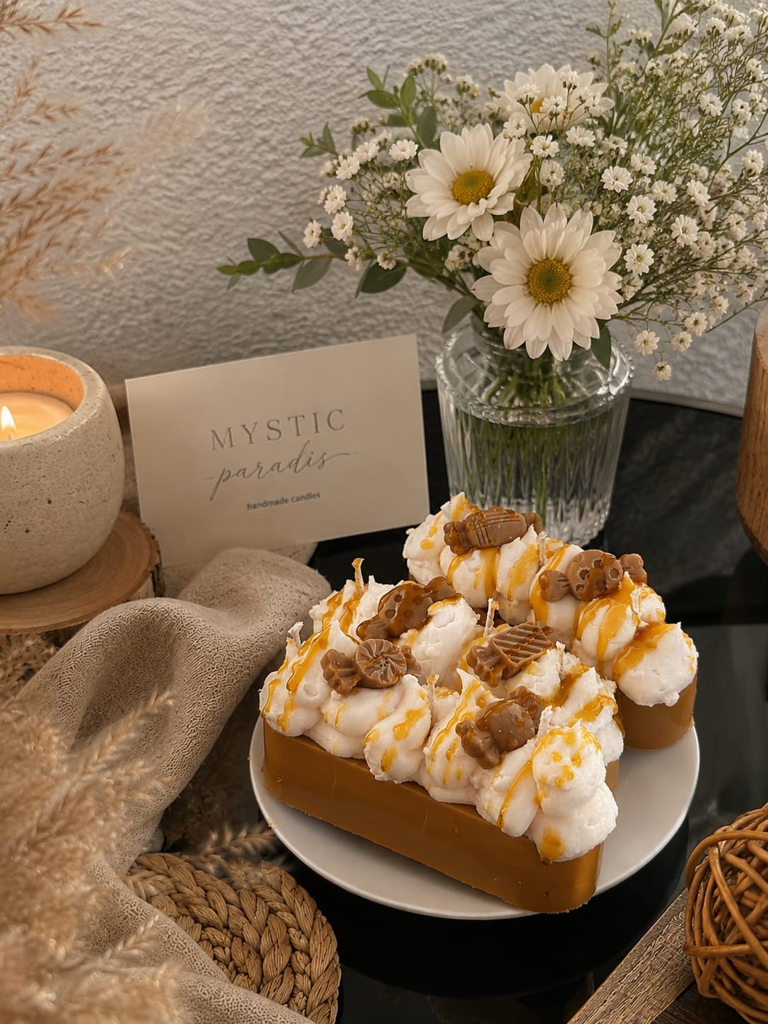 home hazelnut chocolate dessertkerzen – handgemachte sojawachs duftkerzen im dessertstil