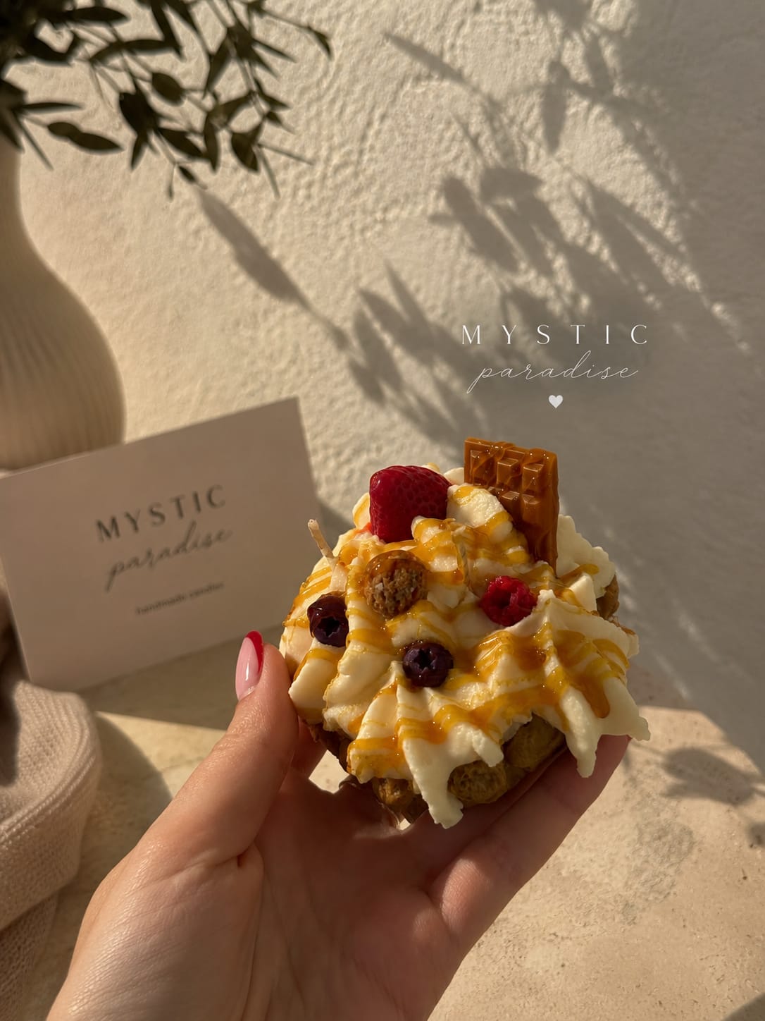 home Handmade dessert candle with waffle design