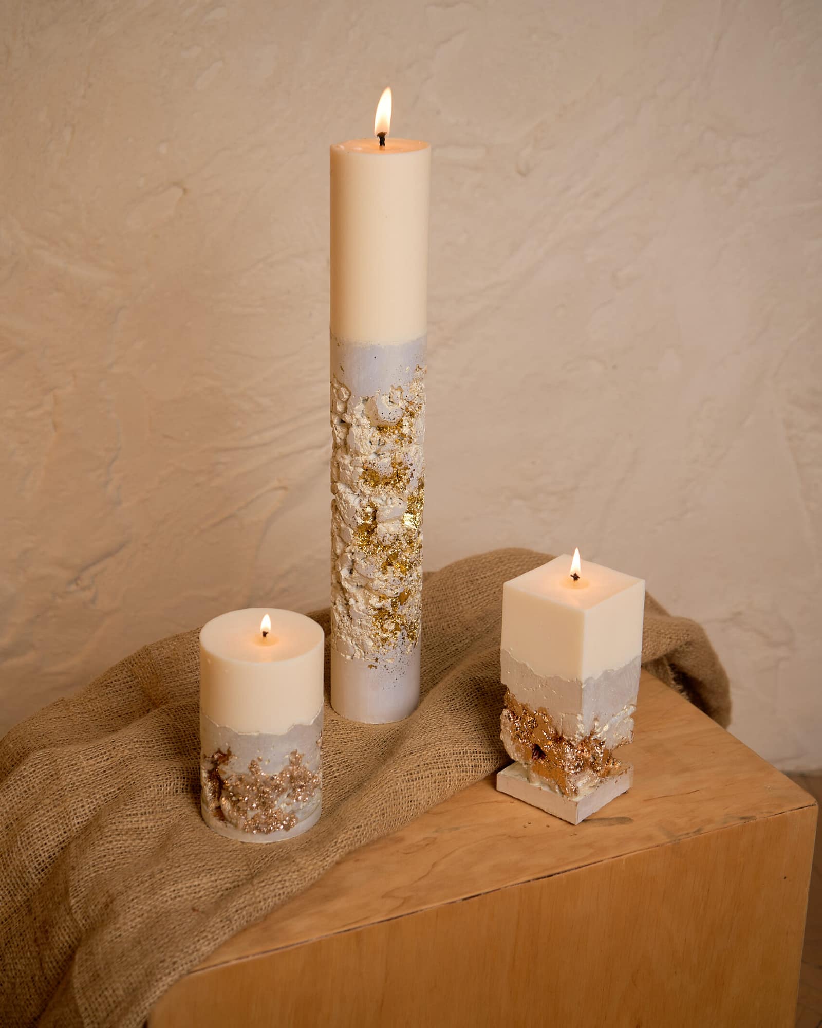 Kerzen handgemachte betonkerzen – drei designs zur auswahl