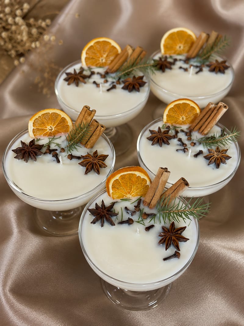 Kerzen Dekorative Dessertkerze aus Olivenwachs mit Zitronen Cheesecake Duft im Glasgefäß