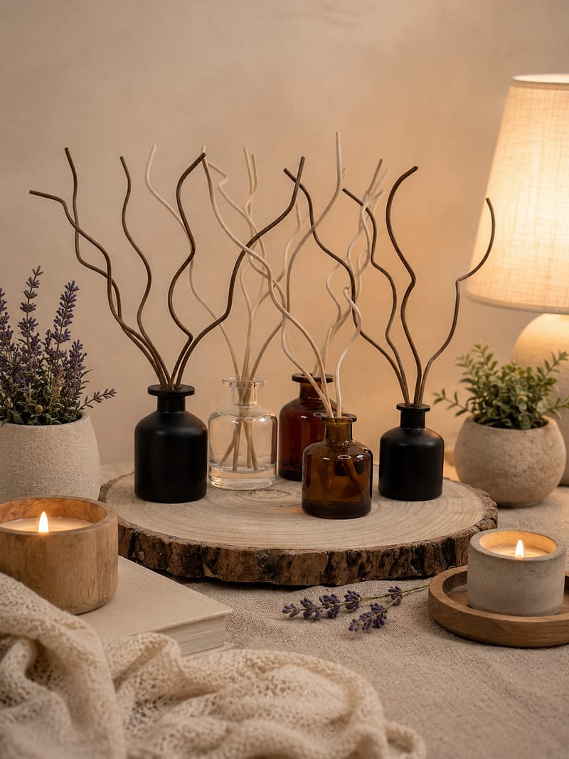 Diffusor Luxuriöser Reed Diffuser mit ätherischen Ölen und modernem Interior Design