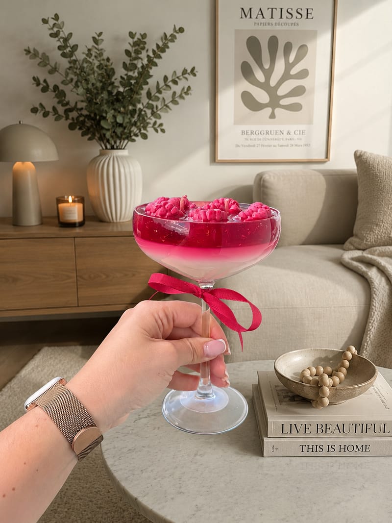 home Raspberry Lemon Cocktail Candle in Luxury Interior